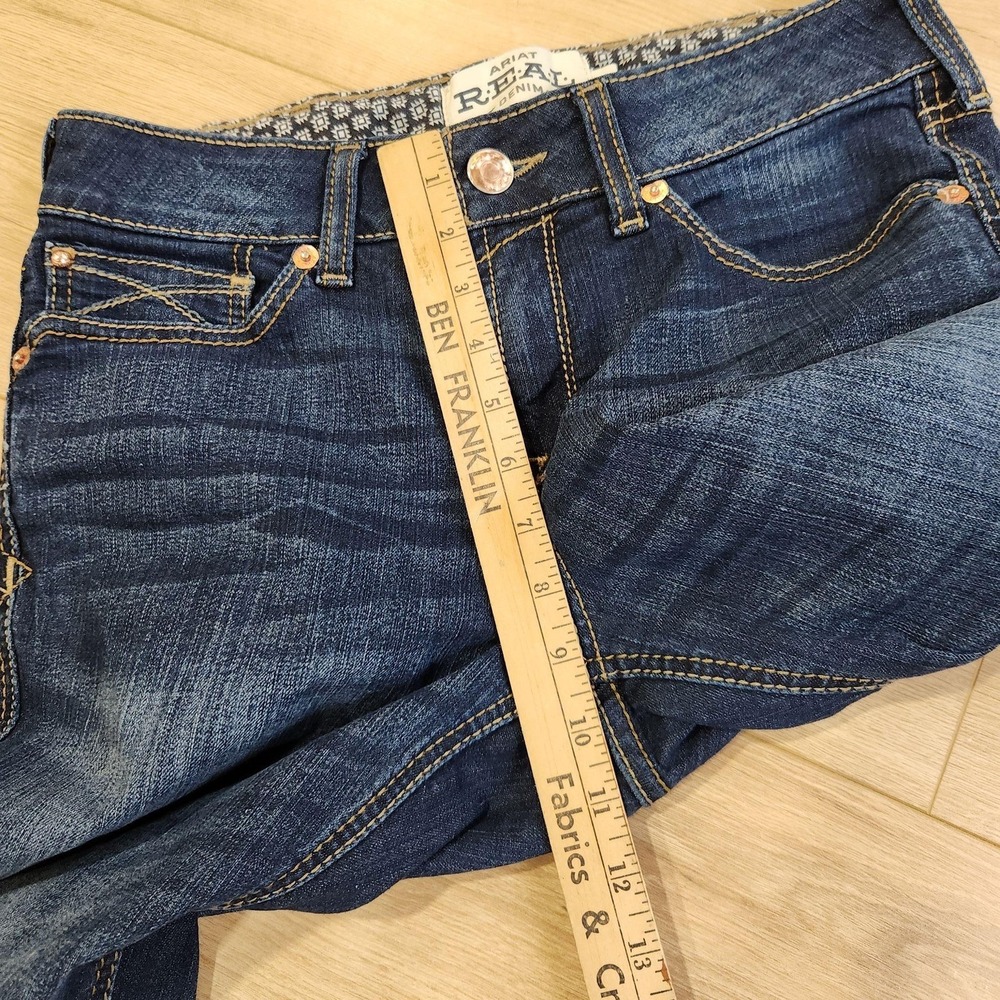 Ariat REAL Denim Jeans Womens 29L Medium Blue Mid Rise Bootcut Western Stretch - Picture 7 of 10